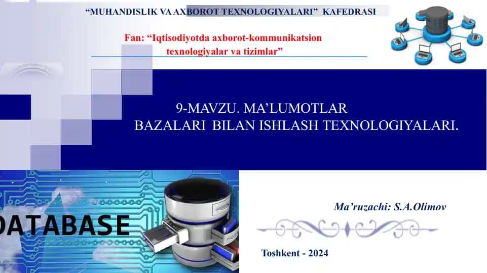 Ma’lumotlar bazalari va ularni yaratish modellari