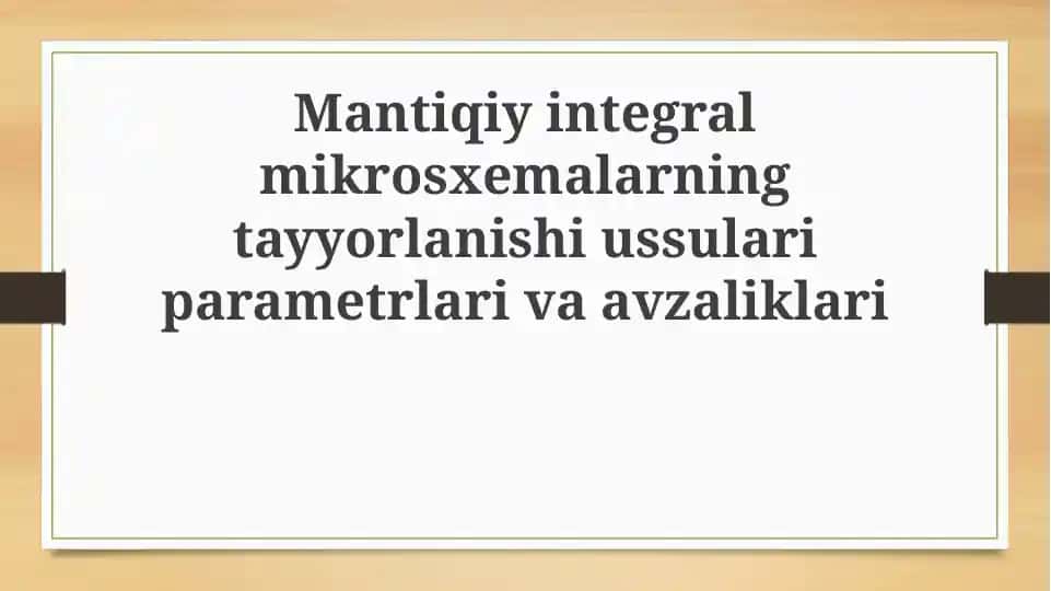 Mantikiy Integral Mikrosxemalar