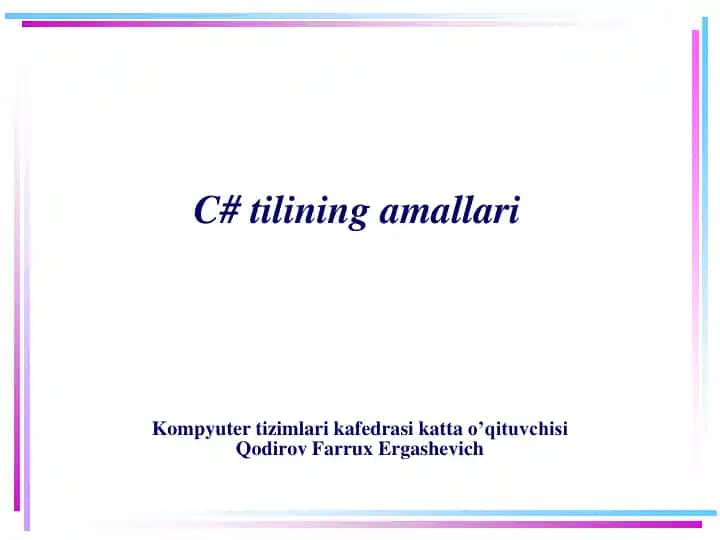 C# tilining amallari