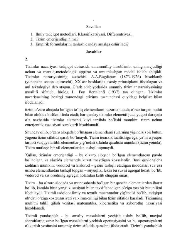 Tizimlar nazariyasi