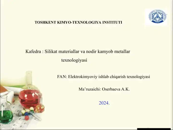 Elektrokimyoviy usullar bilan metallarni korroziyadan himoylash
