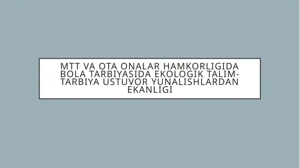 Ekologik Talim-tarbiya