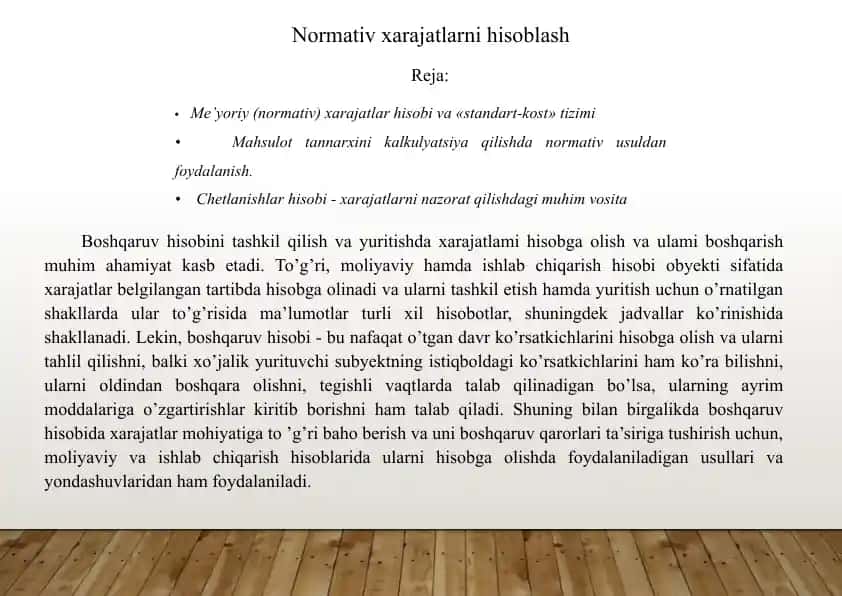 Normativxarajatlarnihisoblash