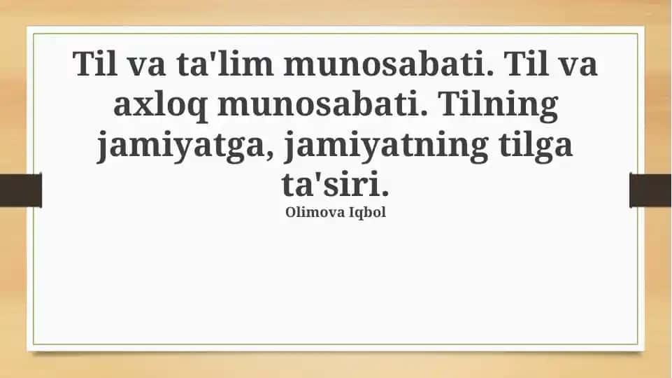 Til va ta'lim munosabati