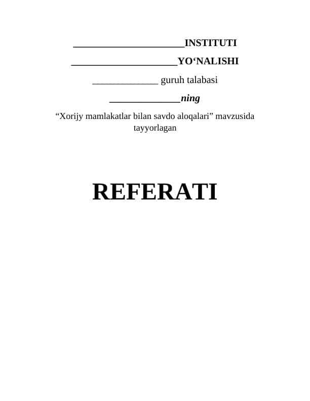 Xorijy mamlakatlar bilan savdo aloqalari