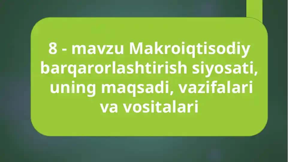 Makroiqtisodiy barqarorlash siyosati
