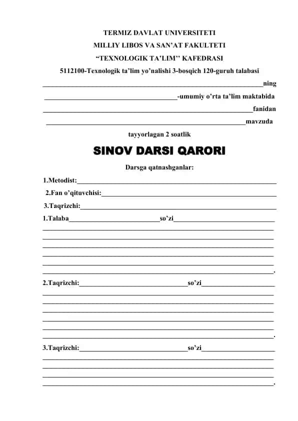 SINOV DARSI QARORI