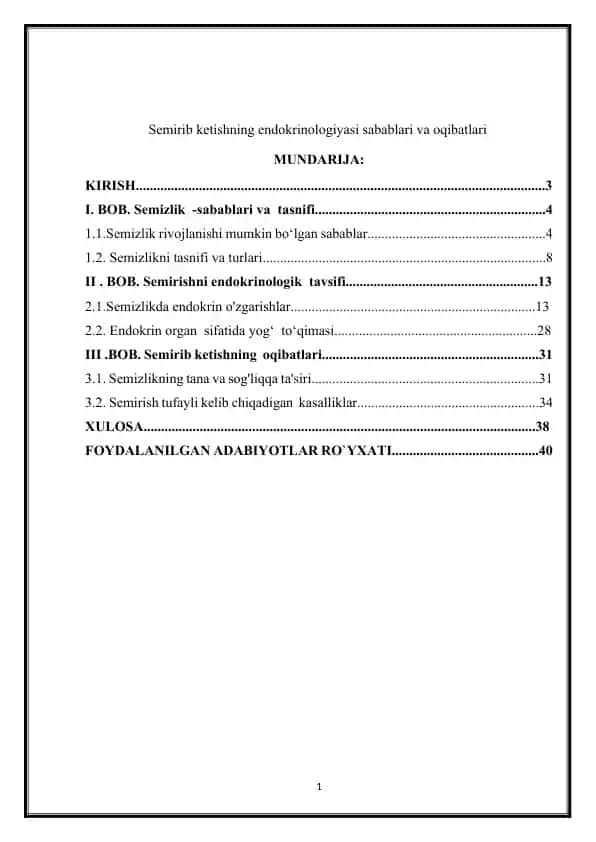 Semirib ketishning endokrinologiyasi sabablari va oqibatlari