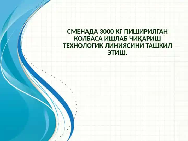 Pishirilgan kolbasa ishlab chiqarish texnologik liniyasi