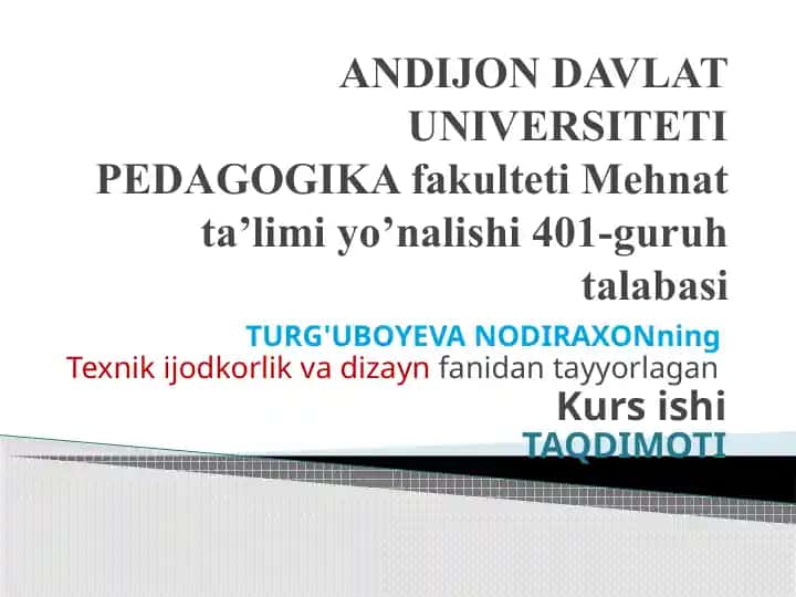 Avtomobilni loyihalash va modellashtirishni o`rganish