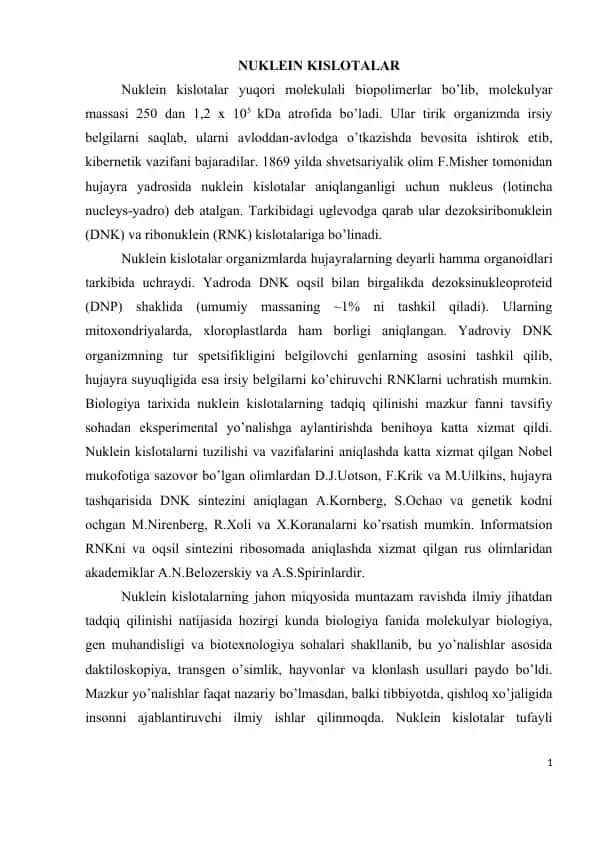 Nuklein kislotalar