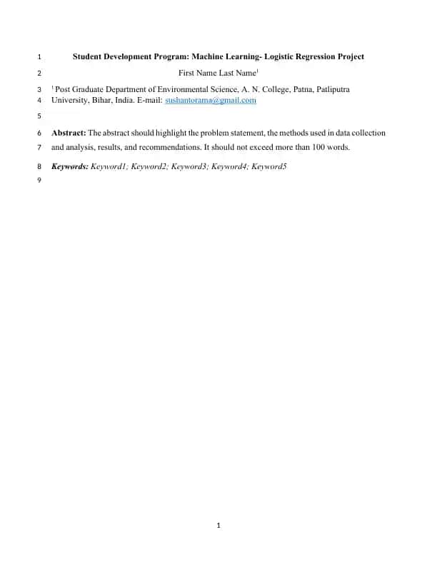 Student Development Program: Machine Learning - Logistic Regression Project