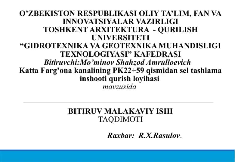 GIDROTEXNIKA VA GEOTEXNIKA MUHANDISLIGI TEXNOLOGIYASI