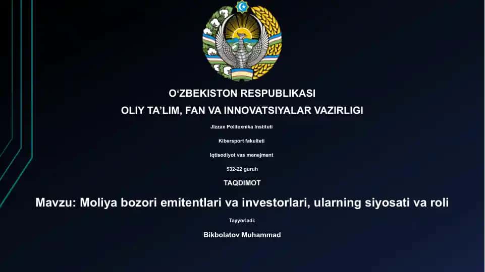 Moliya bozori emitentlari va investorlari