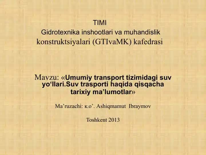 Gidrotexnika inshootlari va muhandislik konstruktsiyalari (GTIvaMK) kafedrasi