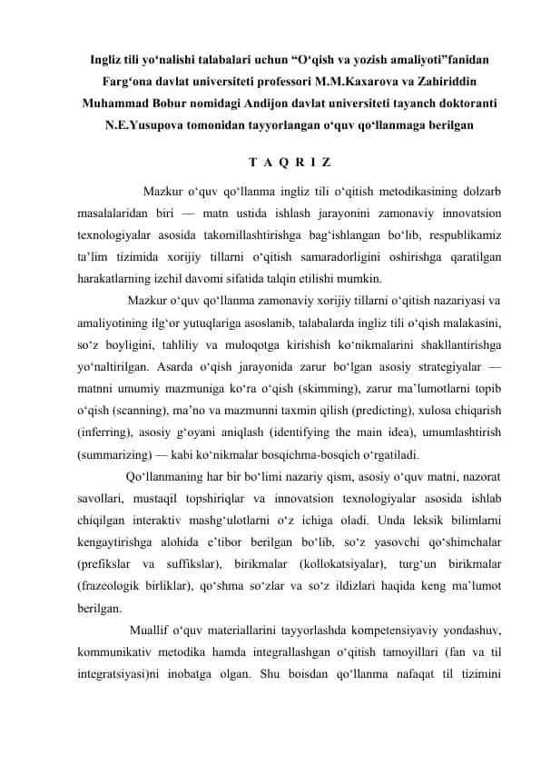 Oʻqish va yozish amaliyoti