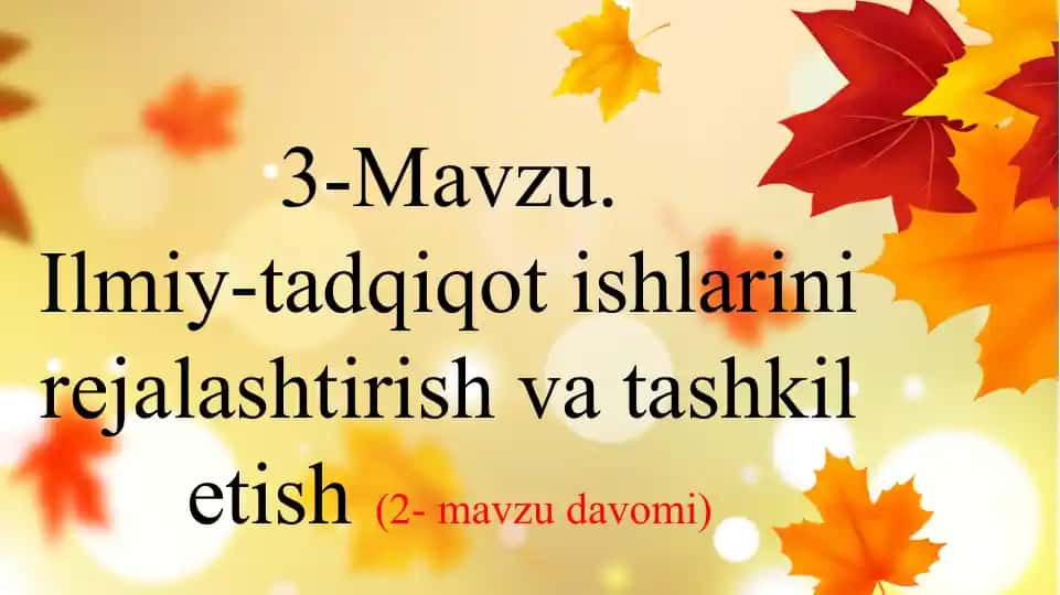 Ilmiy-tadqiqot ishlari