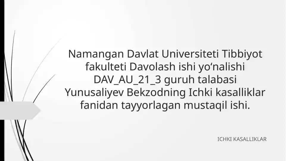 Ichkikasalliklar faniga darslik