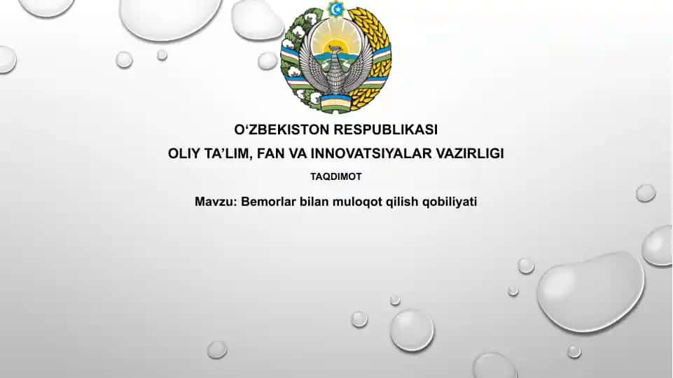 Bemorlar bilan muloqot qobiliyati