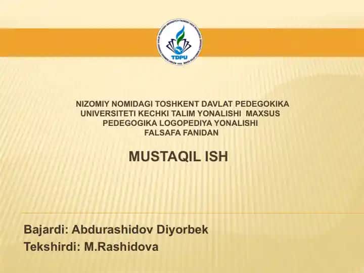 Falsafa fanidan Mustaqil Ish