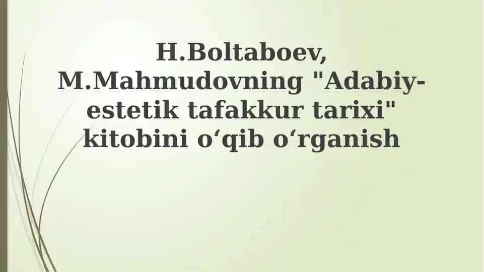 "Adabiy-estetik tafakkur tarixi"