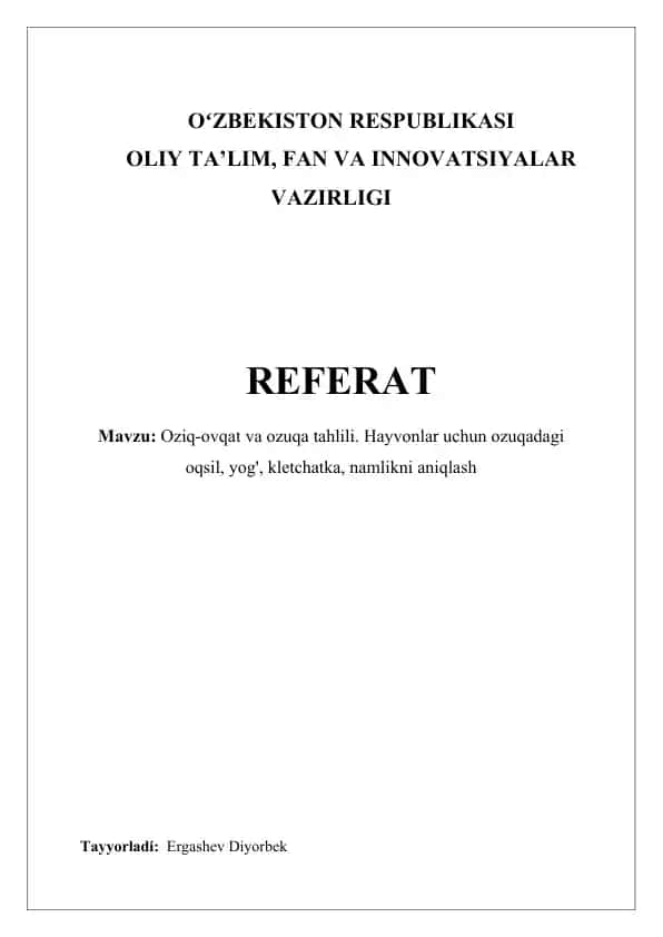 Oziq-ovqat va ozuqa tahlili
