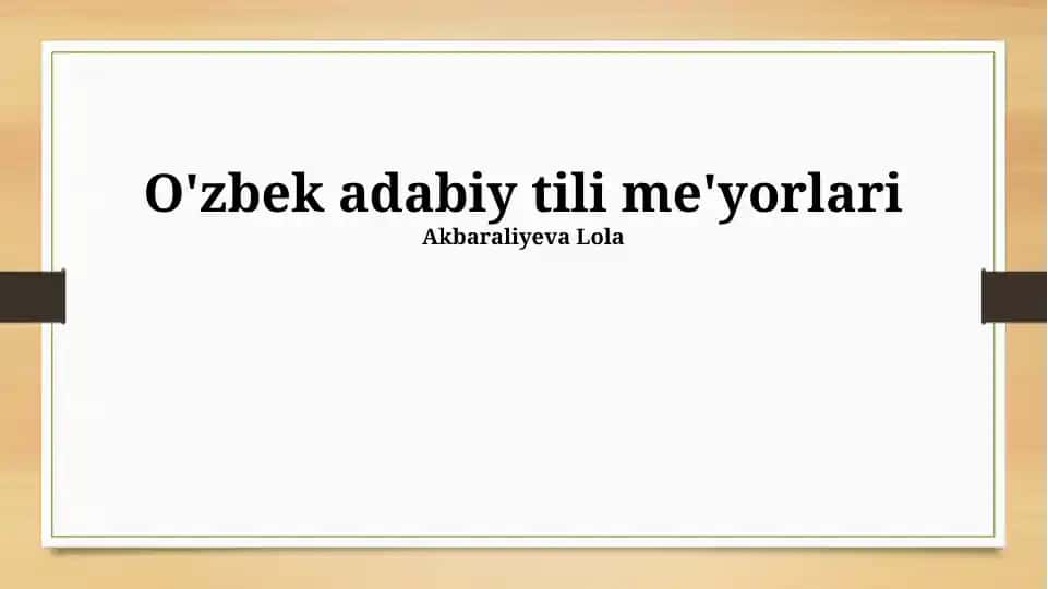 O'zbek adabiy tili me'yorlari