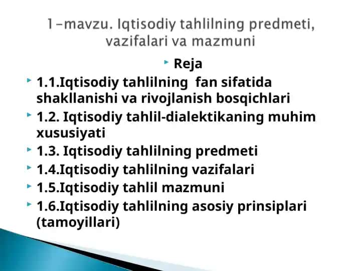 Iqtisodiy tahlilningfan sifatida shakllanishi va rivojlanish bosqichlari