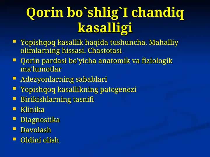 Qorin bo'shlig'i Chandiq kasalligi