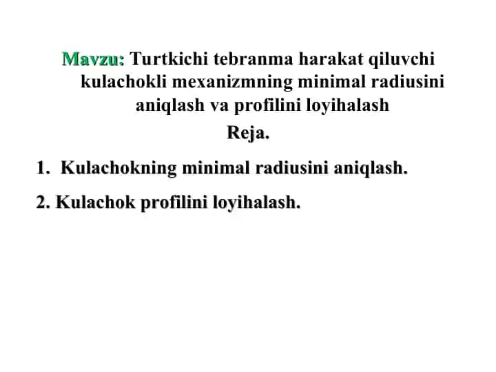 Kulachokli mexanizm