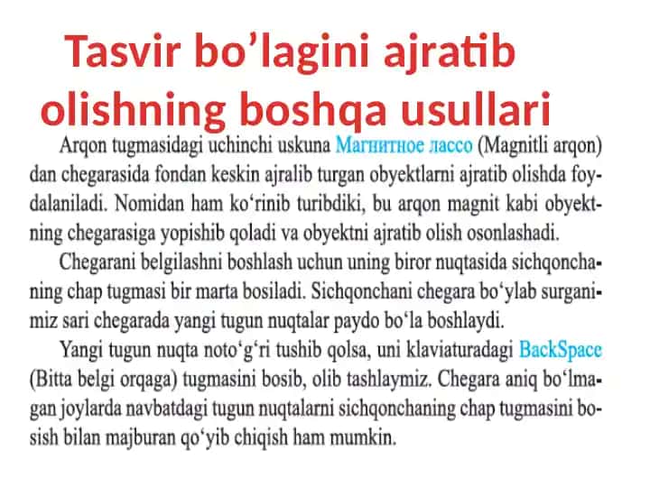 Tasvir bo‘lagini ajratib Olish