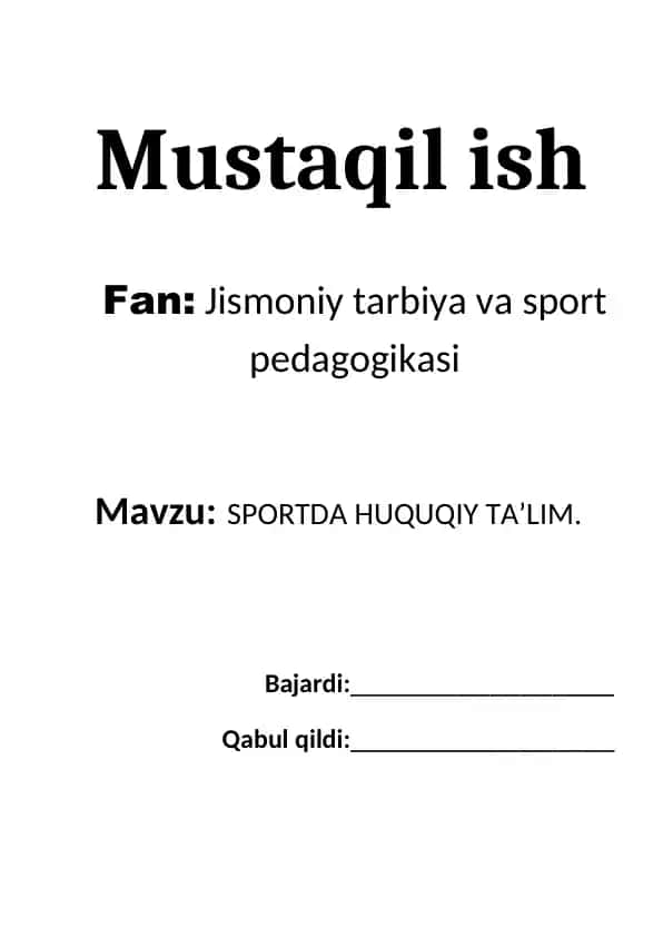 SPORTDA HUQUQIY TA’LIM