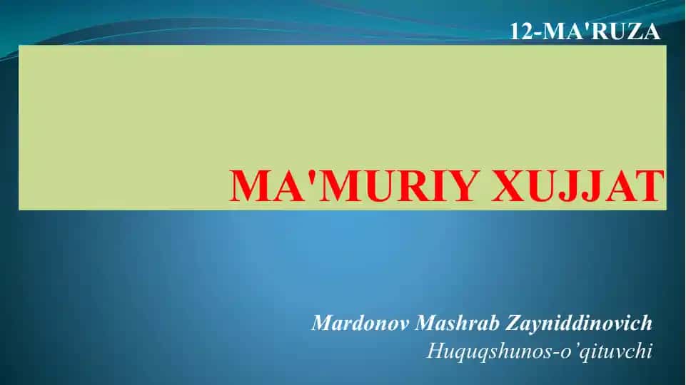 Ma'muriy Xujjat