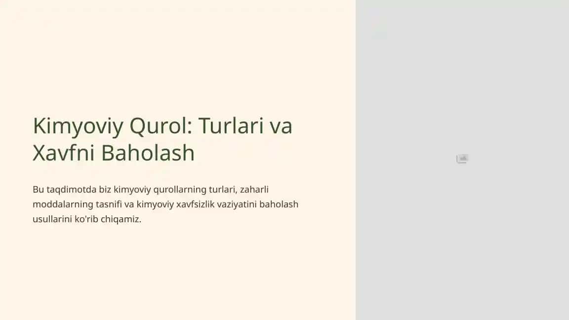 Kimyoviy Qurol: Turlari va Xavfni Baholash