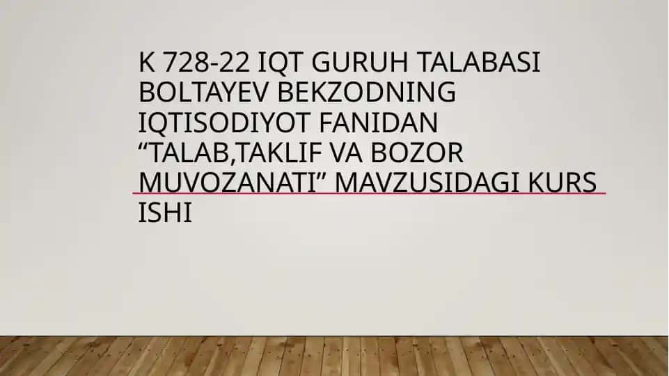 Talab, taklif va bozor muvozanati