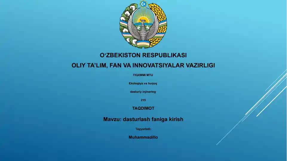 Ekologiya va huquq dasturiy injinering