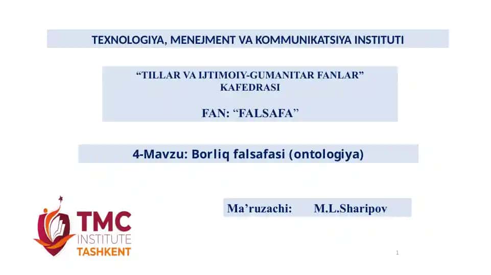 Borliq Falsafasi (Ontologiya)