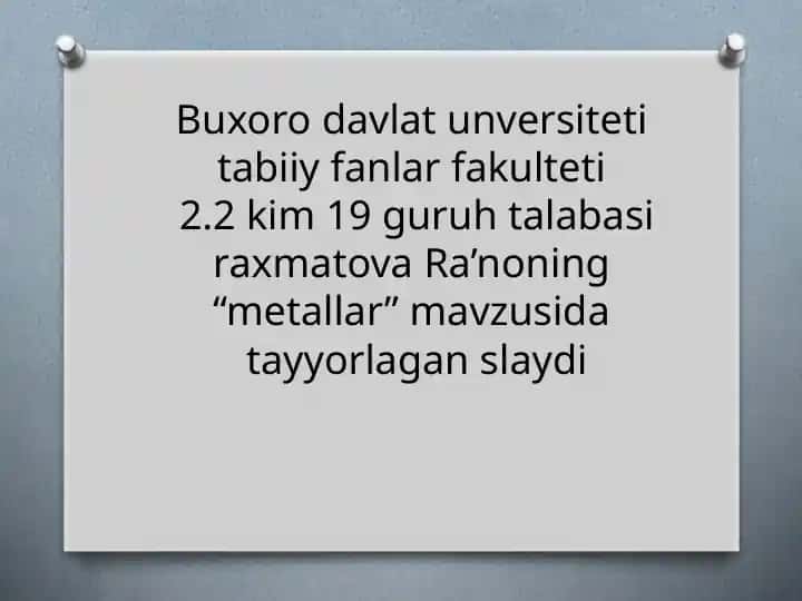 Metallar haqida slayd