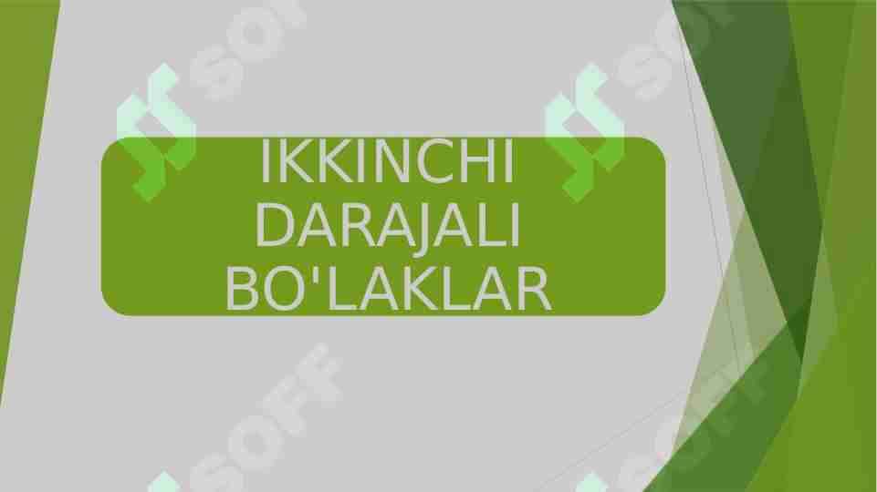 IKKINCHI DARAJALI BO'LAKLAR