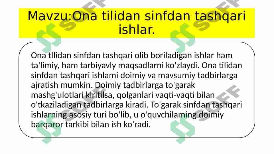 Ona tilidan sinfdan tashqari ishlar.