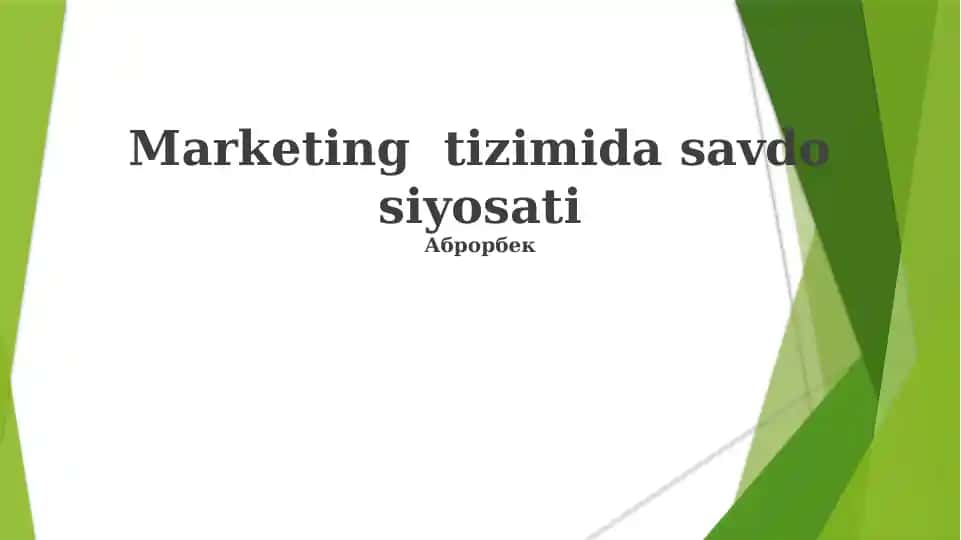 Marketing tizimida savdo siyosati