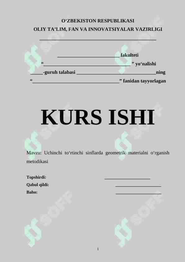 Uchinchi to‘rtinchi sinflarda geometrik materialni o‘rganish metodikasi