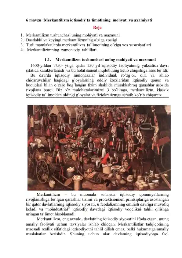 Merkantilizm iqtisodiy ta’limoti