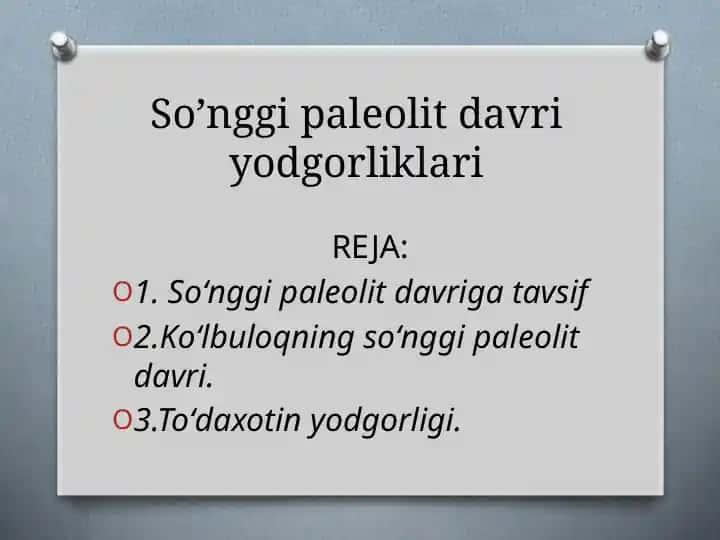 So’nggi paleolit davri yodgorliklari