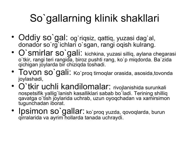 So`gallarning klinik shakllari