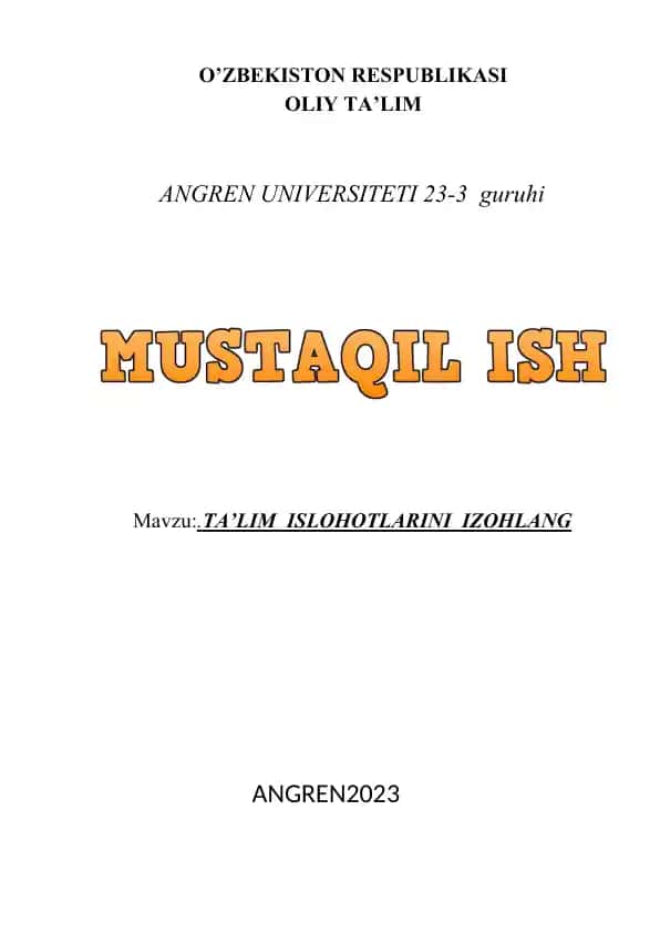 Ta’lim islohotlarini izohlash