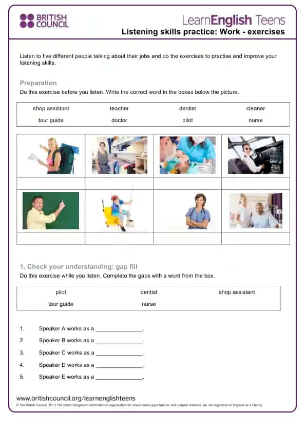 Listening Skills Practice: Work - exercises