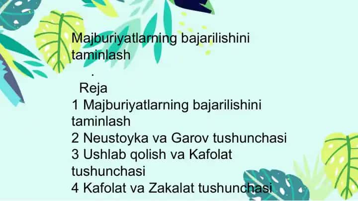 Majburiyatlarning bajarilishini taminlash