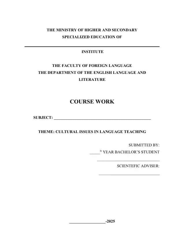 CULTURAL ISSUES IN LANGUAGE TEACHING