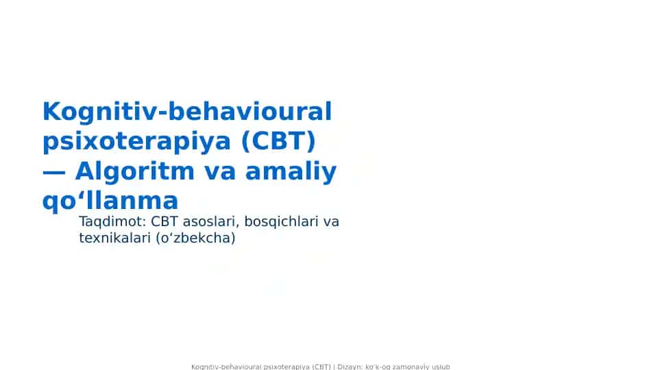 Kognitiv‑behavioural psixoterapiya (CBT)